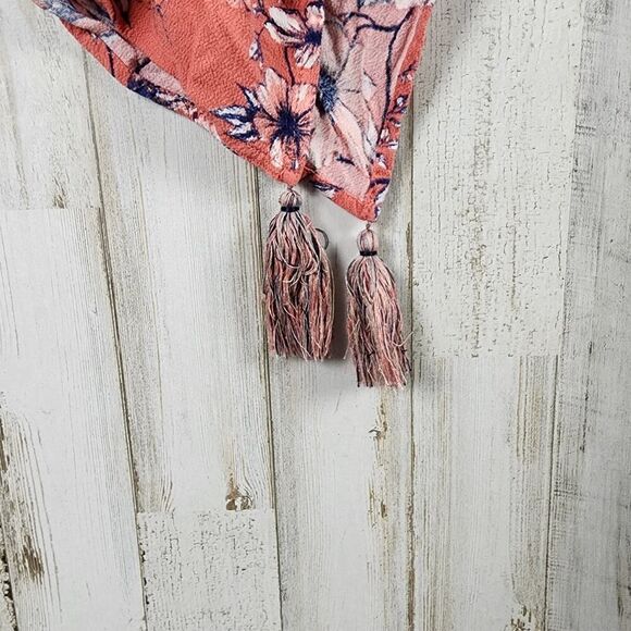 Knox Rose Desert Coral Floral Tassel Cardigan Size XS/S - Picture 10 of 11